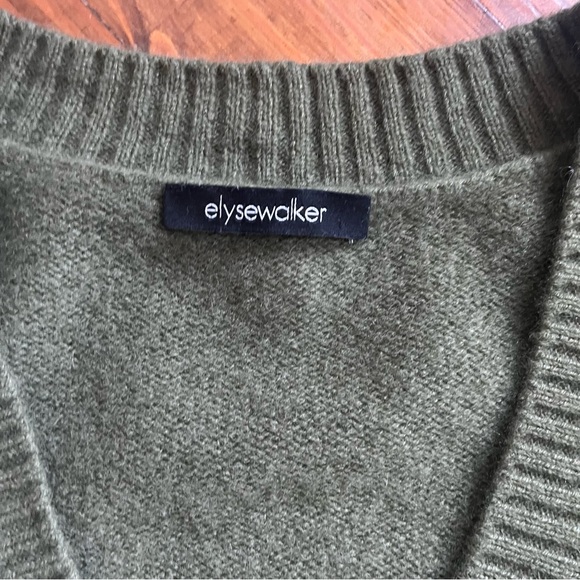 ELYSEWALKER Dove Cropped Cashmere Cardigan Bayleaf Olive‎ Green Luxurious size S - Picture 4 of 16